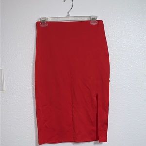 Papaya Red-Orange pencil skirt with slit